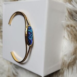 Gold and Blue Abalone Cuff Bracelet